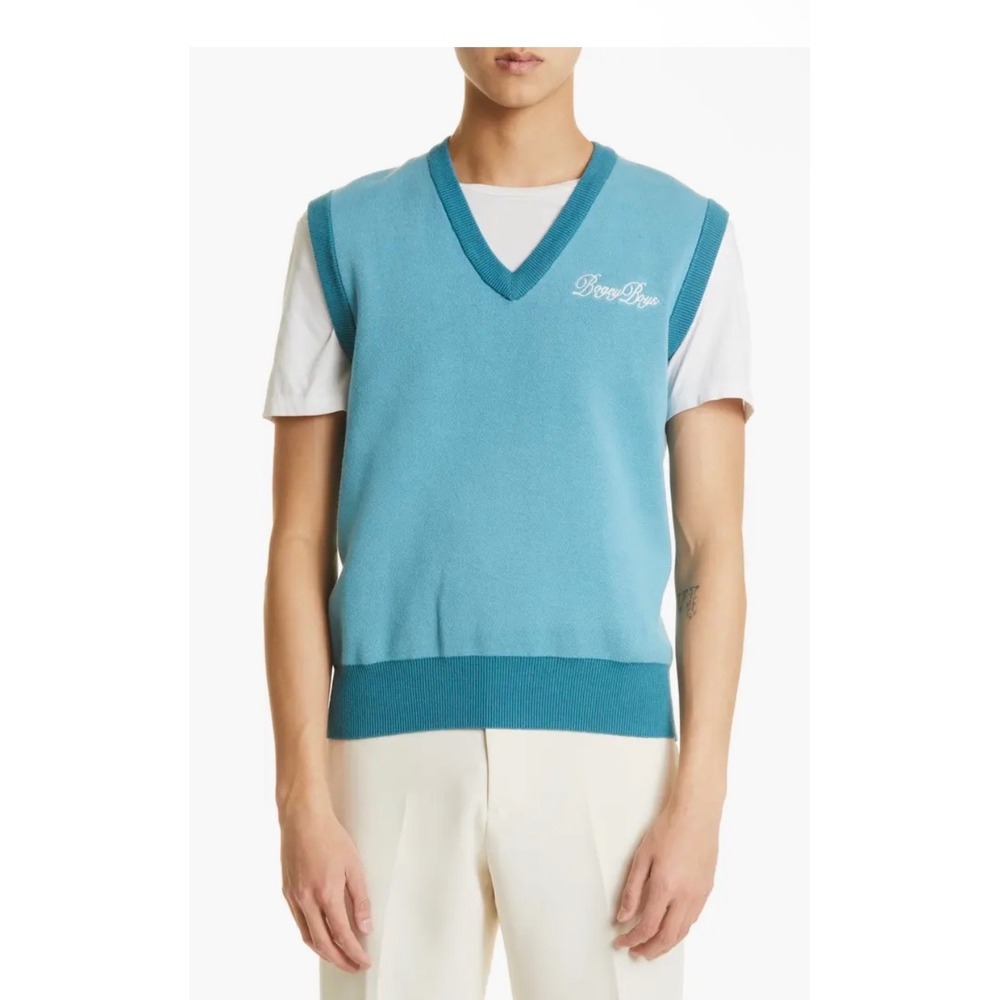 Bogey Boys Large V-Neck Cotton Sweater Vest Golf Retro Preppy Knit Macklemore